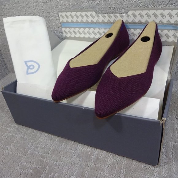 Rothy's The Merino Aubergine Purple Pointed Flat Shoes Women's Multiple Sizes - Picture 3 of 14